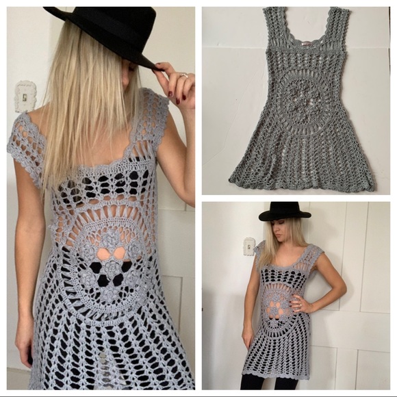 Romeo & Juliet Couture Dresses & Skirts - Romeo & Juliet Crochet Open Weave Dress Blue OS